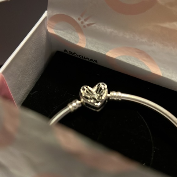Authentic Pandora moments heart and butterfly sterling silver bangle - Picture 4 of 5